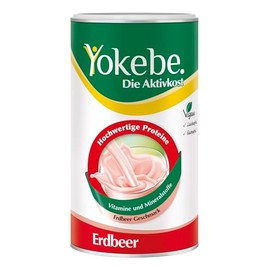 Yokebe - Die Aktivkost - Erdbeer - Mahlzeitersatz zur Gewichtsabnahme - glutenfrei, laktosefrei und vegetarisch - Diät-Drink mit Proteinen - 500 g = 12 Portionen