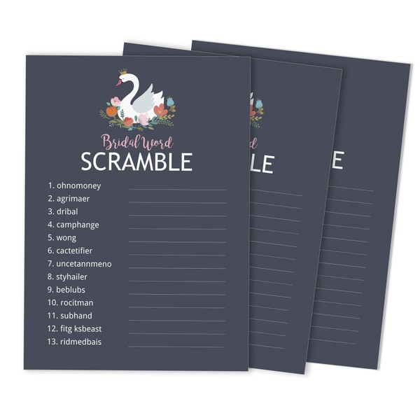 Inkdotpot Scramble Bridal Shower Game Cards Swan Party Wedding Supplies