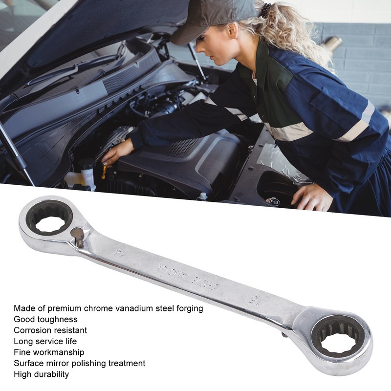 Double Ended Ring Wrench Universal Chrome Vanadium Steel 72 Tooth