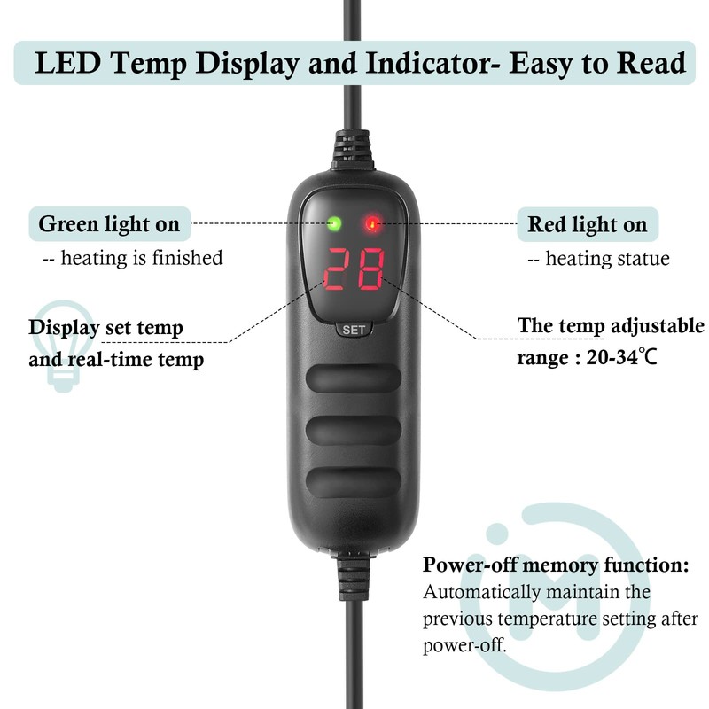 PYPABL Mini Submersible Aquarium Heater, 25W 50W 100W Small Heater