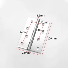 XINGHECHENGWEI Stainless Steel Flat Hinges, Door Hinges, Door Hardware, Handmade, Folding Hinges, Metal Fittings, Screws Included, 8 Holes, Door Hinges, Furniture Repair, Doors, Windows, Wooden Box