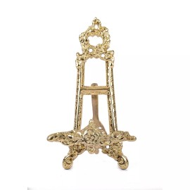 GLOBEDECOR 9” Brass Gold Easel Display Stand Scrying Mirror Picture Frame stand Ornate