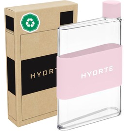 Hydrte | The Slim Water Bottle | Leakproof Flat Water Bottle | BPA Free Plastic | The Ultimate Handbag Water Bottle | Fits Into Any Bag (480ml, Champagne Pink)