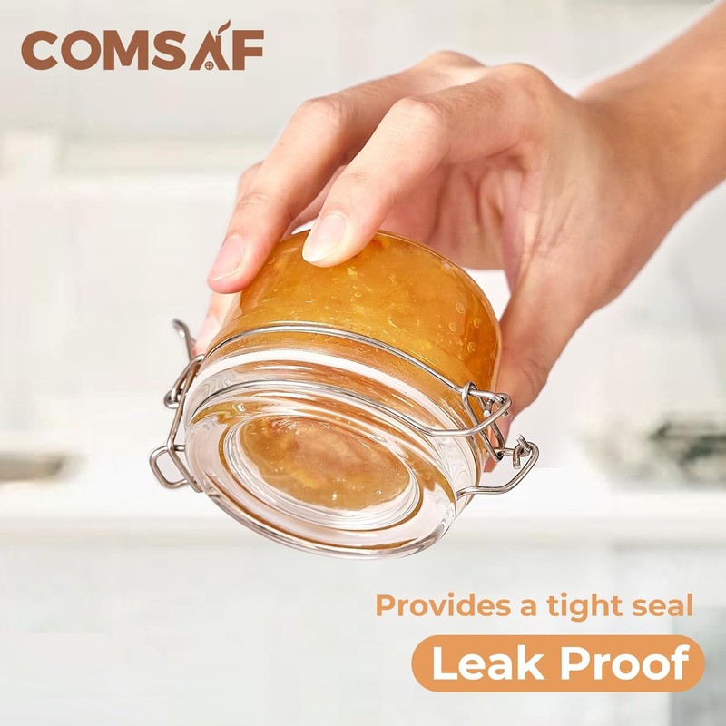 ComSaf 4oz Small Airtight Glass Jars Set of 6 with