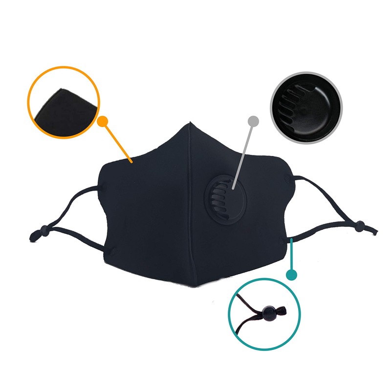 3D Protection Cover Face Mask with Breathing Valve & Elastic