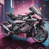 【1：5】 2045+PCS RR Pink Motorcycle, Building Block Assembly Bike, Toy