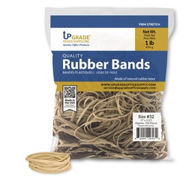 Upgrade Office Supply UPG22432PK3 Rubber Bands Size #32 (3” x 1/8”) Natural Crepe 3 lb Bag Made in USA