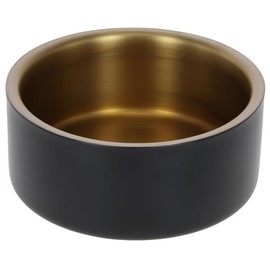 Kerbl Pet Golden Stainless Steel Bowl for Dogs and Cats, Stainless Steel, Temperature Regulating, Non-Slip, Black / Gold, 7.4 cm