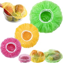 BellaGesundheit 120 Stück Wiederverwendbare Frischhaltebeutel mit Gummizug – Elastische Lebensmittelabdeckhauben für Gemüse, Obst, BBQ & Küche, Bunte Frischhaltefolie