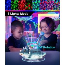 Dino Light Projector, Dinosaur Projector Night Light for Kids Room, Rotating Dinosaur Lamp, Dinosaur Projector Nightlight with 14 White Noises & 360° Rotation, Crawling Dinosaur Toys for Kids 3-5(Red)