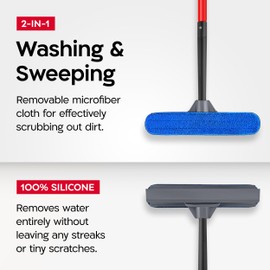 Tyroler Professional Window Squeegee for Home, 12"-80" Long Squeegee for Window Cleaning, 2-in-1 Window Cleaning Squeegee Kit, Indoor & Outdoor Window Cleaner Tool for High Windows & Glass