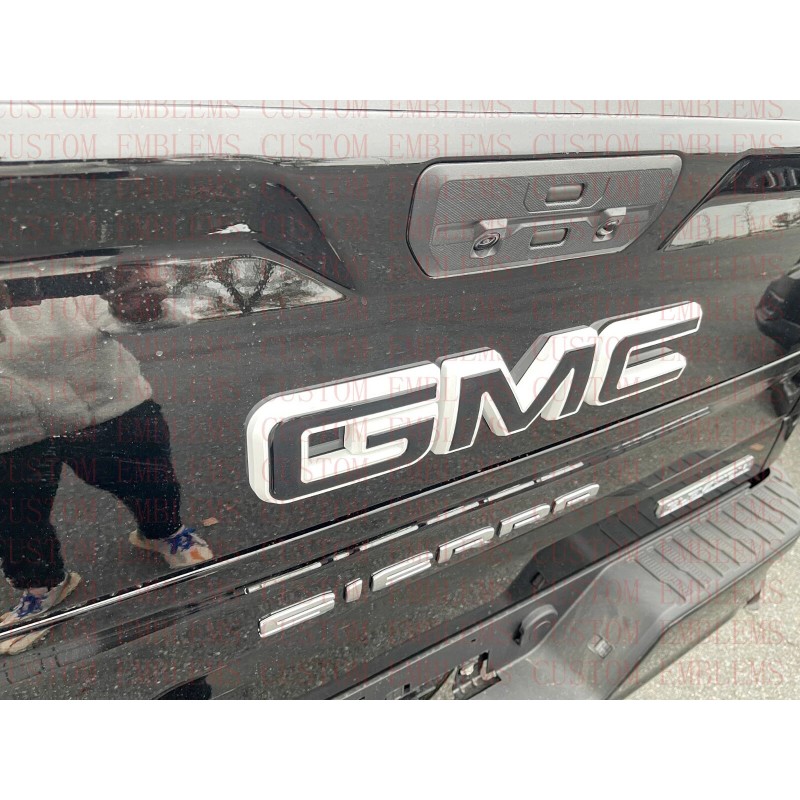 Auto Front Rear GMC Black White Emblem Overlay 2019-2022 Sierra