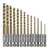13 Titanium Coated Drill Bit Set - 1/4" Hex Shafts,