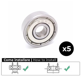 BSSTORE 625-ZZ Ball Bearings 5 x 16 x 5 mm, Double Shielding Metal 625 Z Chrome Steel Balls with Deep Throat with Double Radial Screen (5)