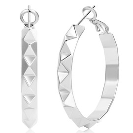 YOUNGYUE 30mm Sterling Silver Hoop Earrings for Women Hypoallergenic 925 Sterling Silver Hoop Earrings Lightweight Spike Earrings for Women