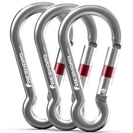 FresKaro Carabiner Clip, Heavy Duty Carabiners, Spring Snap Wire Gate Carbineers, Key and Keychain Karabiner 3inch, Strong Aluminum Caribiniers Hook, Fitness Accessories, Gourd Clips, 3Pack