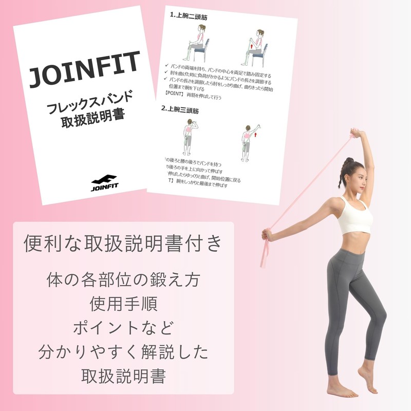 JOINFIT Stretch Band, 6.6 ft (2 m) Pink, For Beginners,