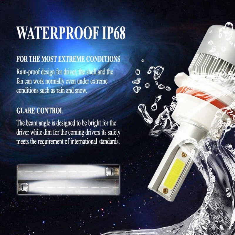 SHENKENUO 8000K Blue LED Headlight Fog Light Bulbs Combo For