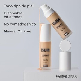 ISDIN Coverage Tono 1 Pearl, Base de maquillaje de Alta Proteccin, Unifica el tono de la piel, disimula imperfecciones y protege contra la radiacin...