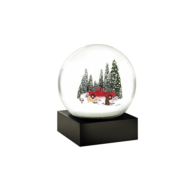CoolSnowGlobes Red Truck and Dogs Cool Snow Globe