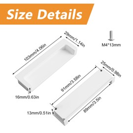 MOROBOR Tatami Hidden Door Handles, 4pcs Embedded Handle, Recessed Finger Pulls with Hidden Concealed Screws for Cabinet Wardrobe Drawer(White,105mm)