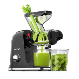 SiFENE Compact Cold Press Juicer Machine Vegetable and Fruit Juice Maker Squeezer, Easy to Clean, BPA Free , High Nutrition Extraction sunkist  juicer tiktok shop blender machine barbell - Color: black