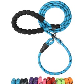 TagME Reflective Slip Lead Dog Leash for Medium and Large Dogs Training and Walking,6ft Climbing Rope Leash for Dogs Up to 110 lbs,Blue