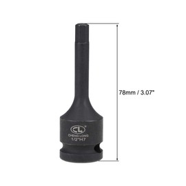 TA-VIGOR Impact Hex Bit Socket, 1/2" Drive x H7 (7mm) Allen Key Socket, Premium CR-MO Steel Bits, Hex Bit with 78mm Length for Torque Wrench, Ratchet Wrench, Impact Power Drills