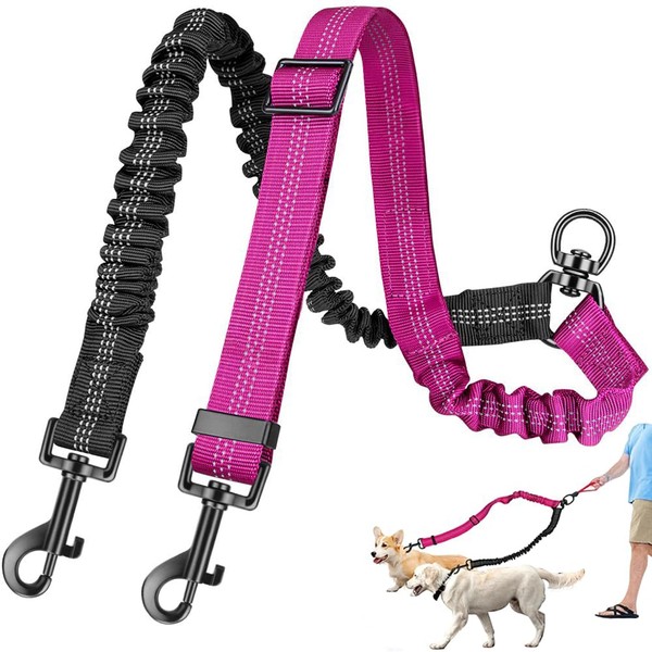 MITUMOMO Pet Double Dog Leash Coupler, 360° Swivel Double Dog