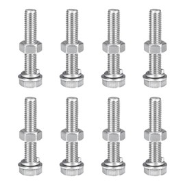sourcing map M8 x 45mm Hex Head Screws Bolts, Nuts, Flat & Lock Washers Kits, 304 Stainless Steel Fully Thread Hexagon Bolts 8 Sets