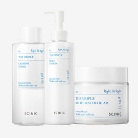 SAINIC SCINIC The Simple Calming Toner 300ml + Lotion 300ml + Moisture Cream 80ml (3-Piece Set)