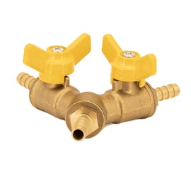 Refuuch 3 Way Shut Off Valve, 1/4" Hose Barb 2 Switch Brass Y Shaped Ball Valve Air/Fuel/Water