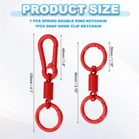 PATIKIL Keychain Clips with O Rings, 2 Pcs Quick Release Key Chain Rings Spring Double Ring Keychain Holder Spring Snap Hook Organizer for Car Keys, Backpack, Women, Man, Red
