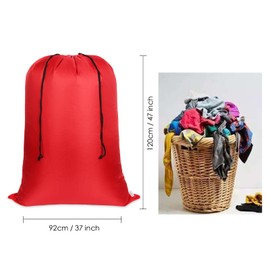 Asonen Large Laundry Bags 2 Pack, Two-way drawstring Tear-proof Portable Large Capacity Laundry Bags for Students, Apartments, Travel, Vacations, College (37 X 47 Inch, Red)