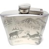IncisoArt Hand Etched Stainless Steel Flask Sandblasted Forest Animal Combo 6oz