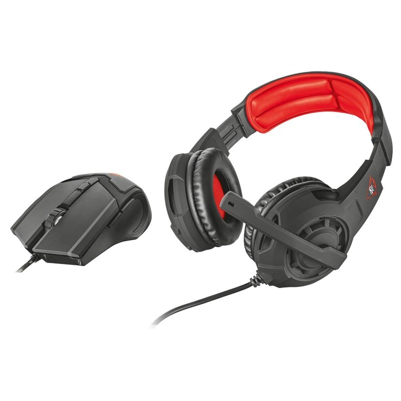 Trust 21472 Auriculares y Mouse gxt 784 Negros, Color Pack