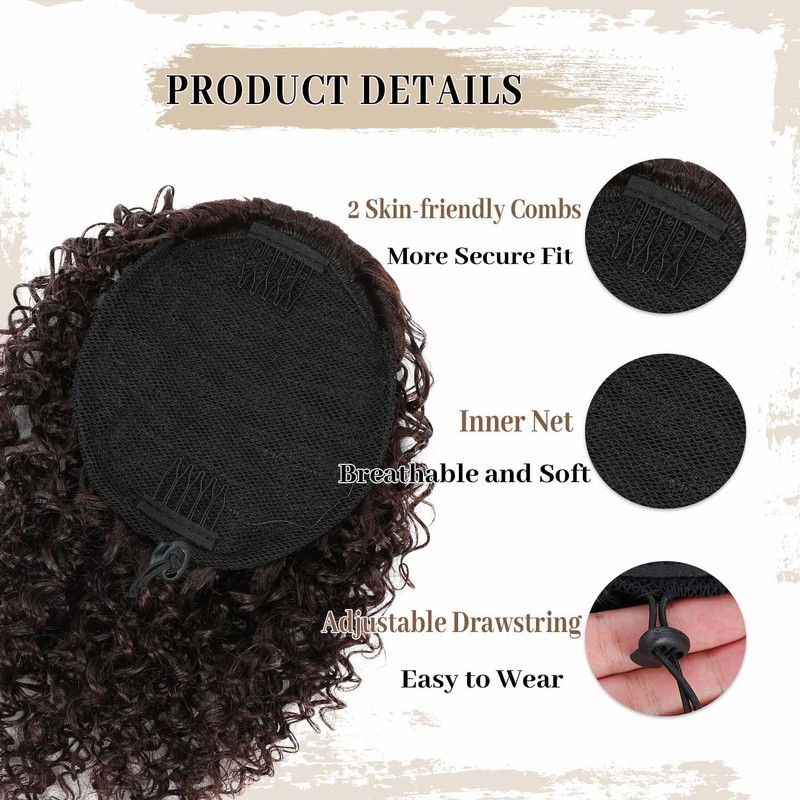Fulang Hair Pferdeschwanz-Extensions, Echthaar, Afro, Pferdeschwanz, Extensions, für Frauen, Pferdeschwanz,