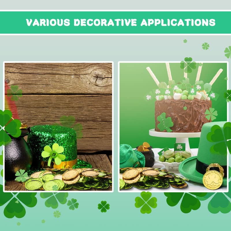 Civaner 100 Pieces St. Patrick's Day Shamrock Coins Plastic Coins