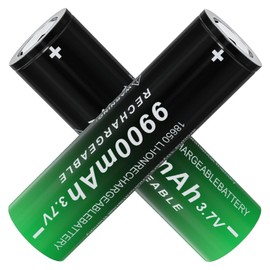 BENKIA 18650 Rechargeable Battery 9900mAh 3.7V Large Capacity 18650 Batteries Flat Top 2 Pack for Headlamp Flashlight