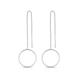DTPSilver - 925 Sterling Silver Pull Through Round Hoops Earrings