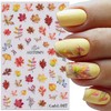 Fall Nail Art Stickers Maple Leaf Nail Decals Gold Flower
