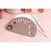 PALETA DE ACERO INOXIDABLE PARA MEZCLA DE MAQUILLAJE CON ESPATULA