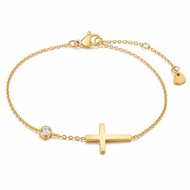 Birthstone Cross Bracelet for Women – Elegant Zirconia Chain Jewelry for Anniversary, Party & Everyday Style