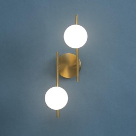LZPZRUI Modern Globe Wall Sconce 2 Light Bedroom Wall lamp Gold Wall Light Fixture for Living Room Kitchen Corridor Bathroom vanities Mirror
