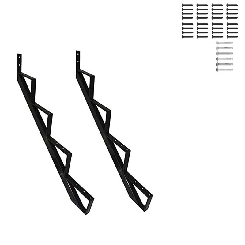 35 Inch Black Steel Stair Step Riser, 4-Step Metal Stair