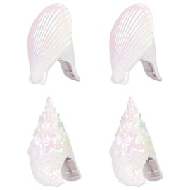 CAIRIAC Shell Conch Beach Towel Clips, Beach Chair Towel Clip, Colorful Unique Sea Shell Clothes Clip for Beach, Pool Party, Camp, Hot Spring (2 Pairs)