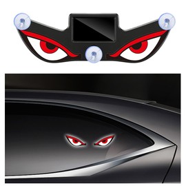 Solar-Powered LED Devil Eye Window Lights, Solar/Type-C Dual Charging, Waterproof Decorative Night Lamps, Universal Fit for Car Truck SUV Windshield Side & Rear Windows (Y2-White+red/red)