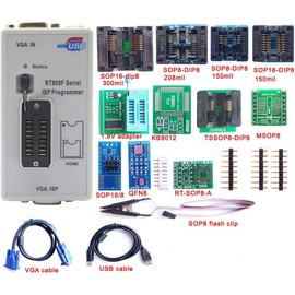 RT809F Programmer 12 Adapters IC Clip clamp Writer Reader eprom Programmer chip programm Adapter VGA LCD Programmer ICSP Board 24 25 93 serise