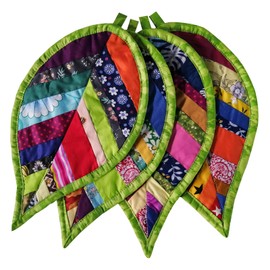 4 PCS Leaves Pot Holders for Kitchen Hot Pads 100% Cotton for BBQ/Cooking/Baking/Grilling/Microwave/Barbecue
