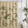 Linen Fabric Funny Frog Shower Curtain - Japanese Retro Bathroom